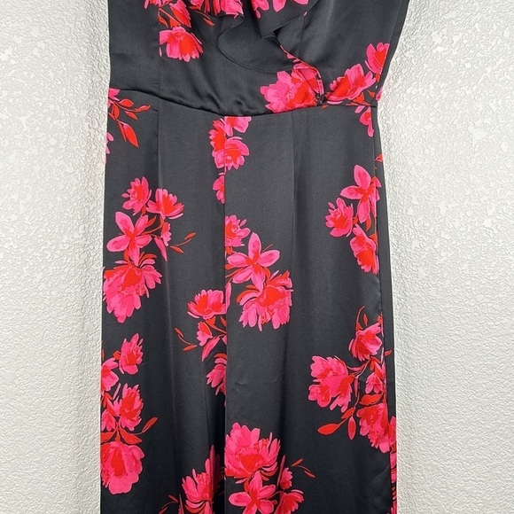 Sugarlips Black Hot Pink Floral Sleeveless Wide Leg Jumpsuit Size XS New! - Picture 3 of 9